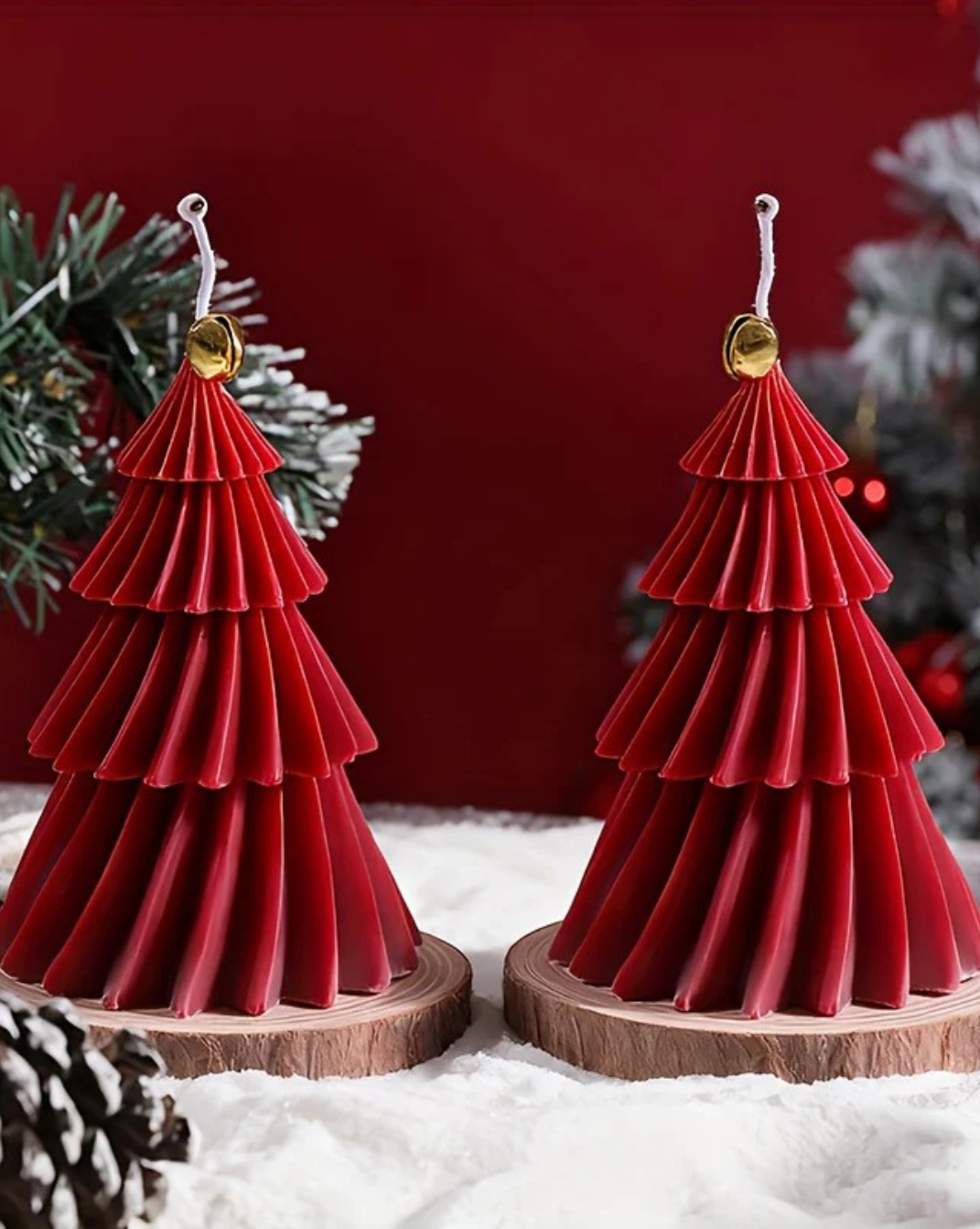 handgemaakte kerstboom kaarsen - set van 2