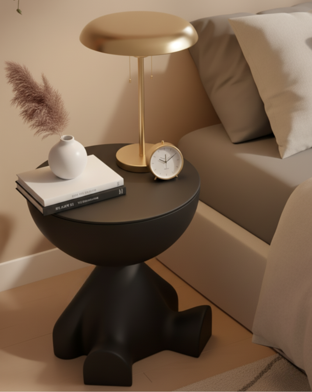 Modern Beer-Vormige Bijzettafel — met opbergruimte - Maison Roze