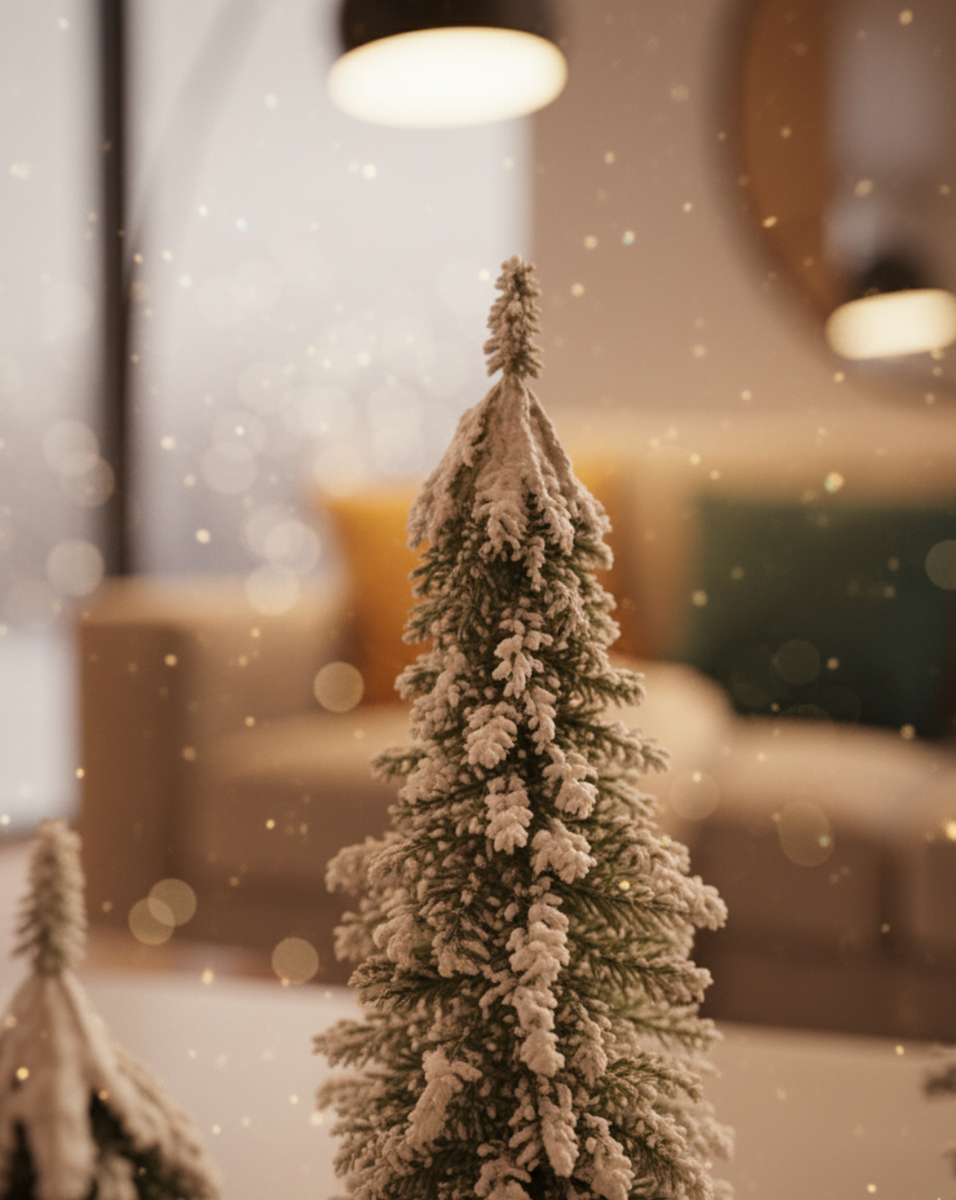 Kunstmatige Mini Kerstboom met Besneeuwde Takken & Juten Basis