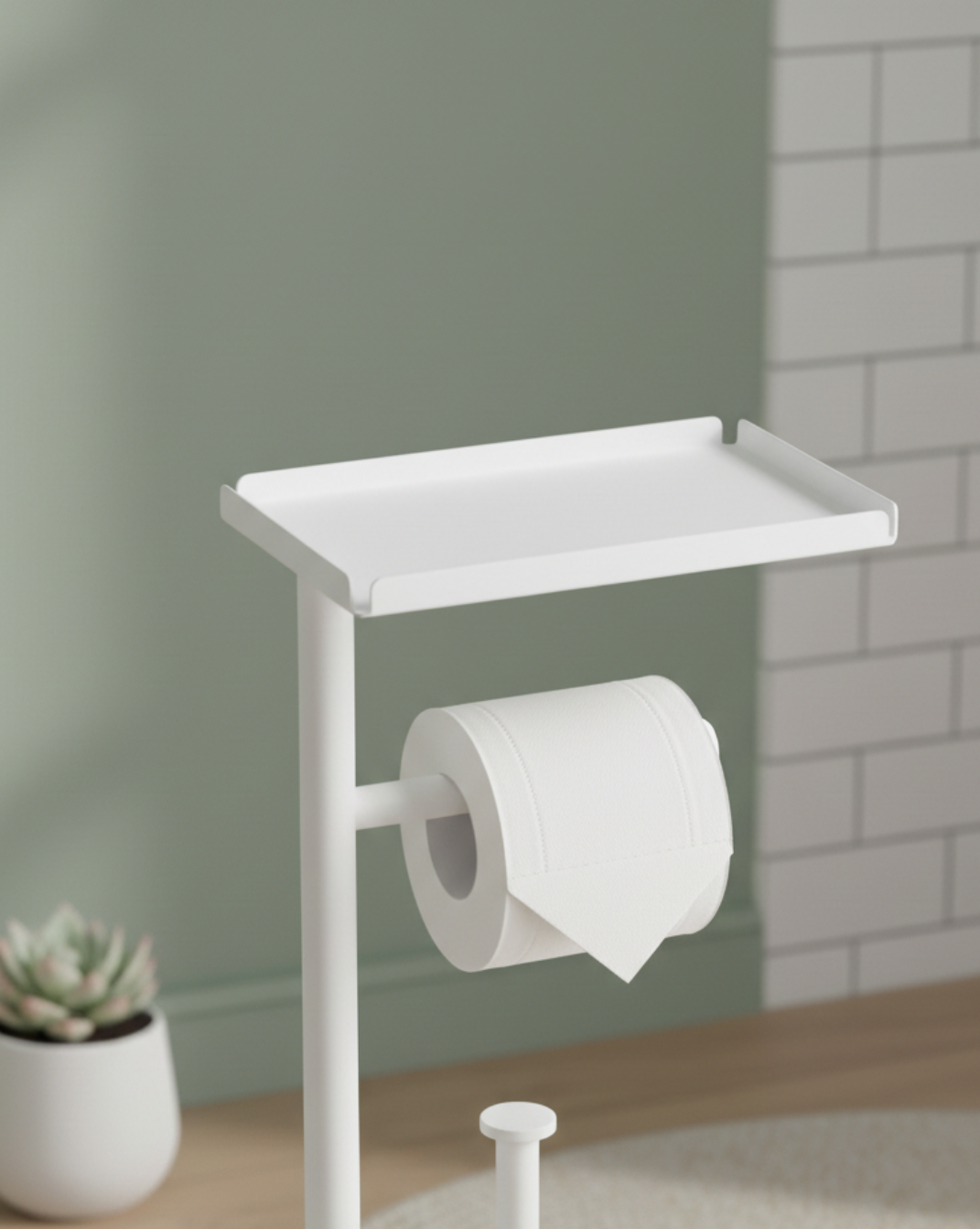 Toiletrolhouder Vrijstaand met Opbergruimte – Minimalistische Toiletpapierhouder