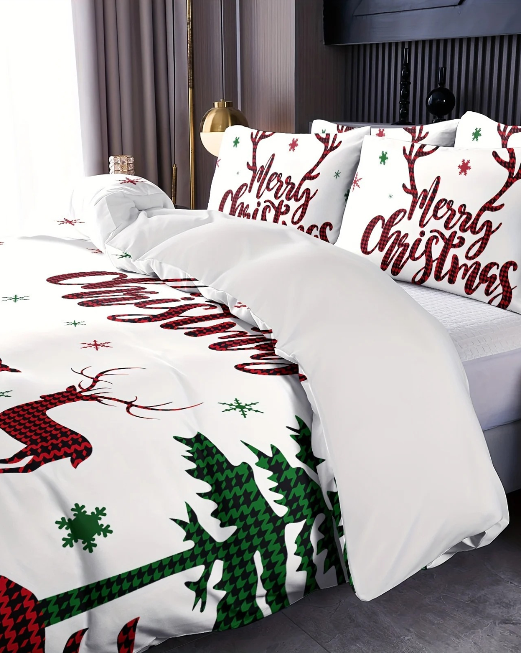 Warme kerstmis dekbedovertrek en kussenslopen set