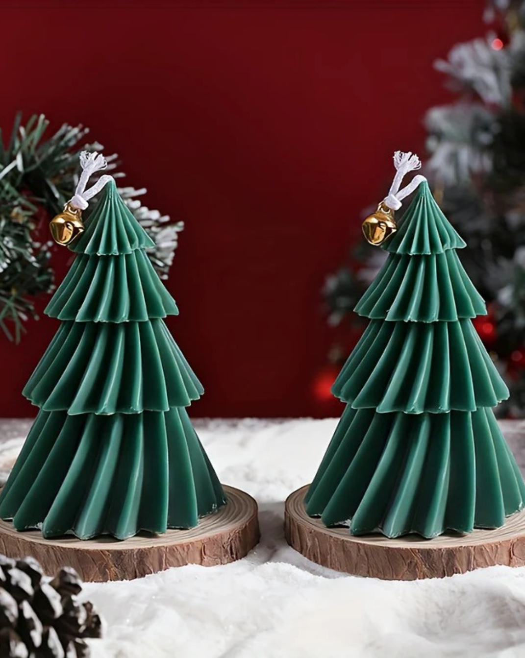 handgemaakte kerstboom kaarsen - set van 2