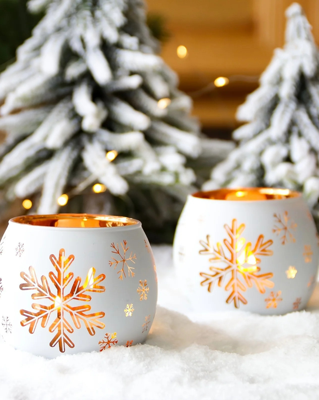 Set van 2 witte kaarshouders - Kerst & Feestdagen