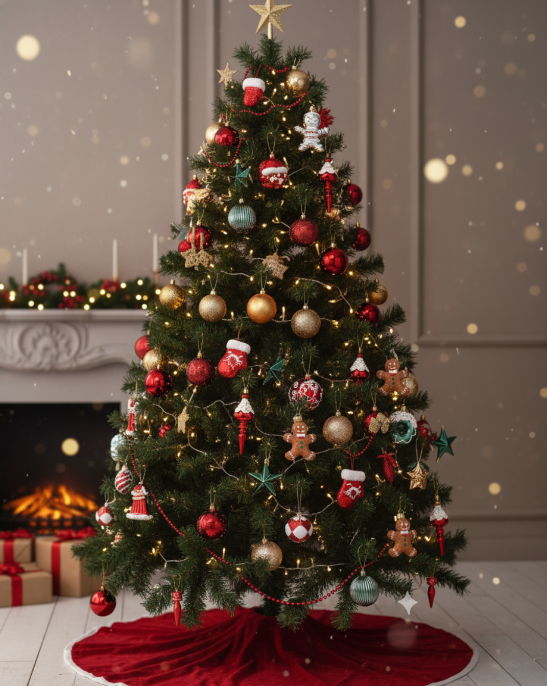 45-delige Kerstballen-Set met Sneeuwvlok & Gingerbread Decor