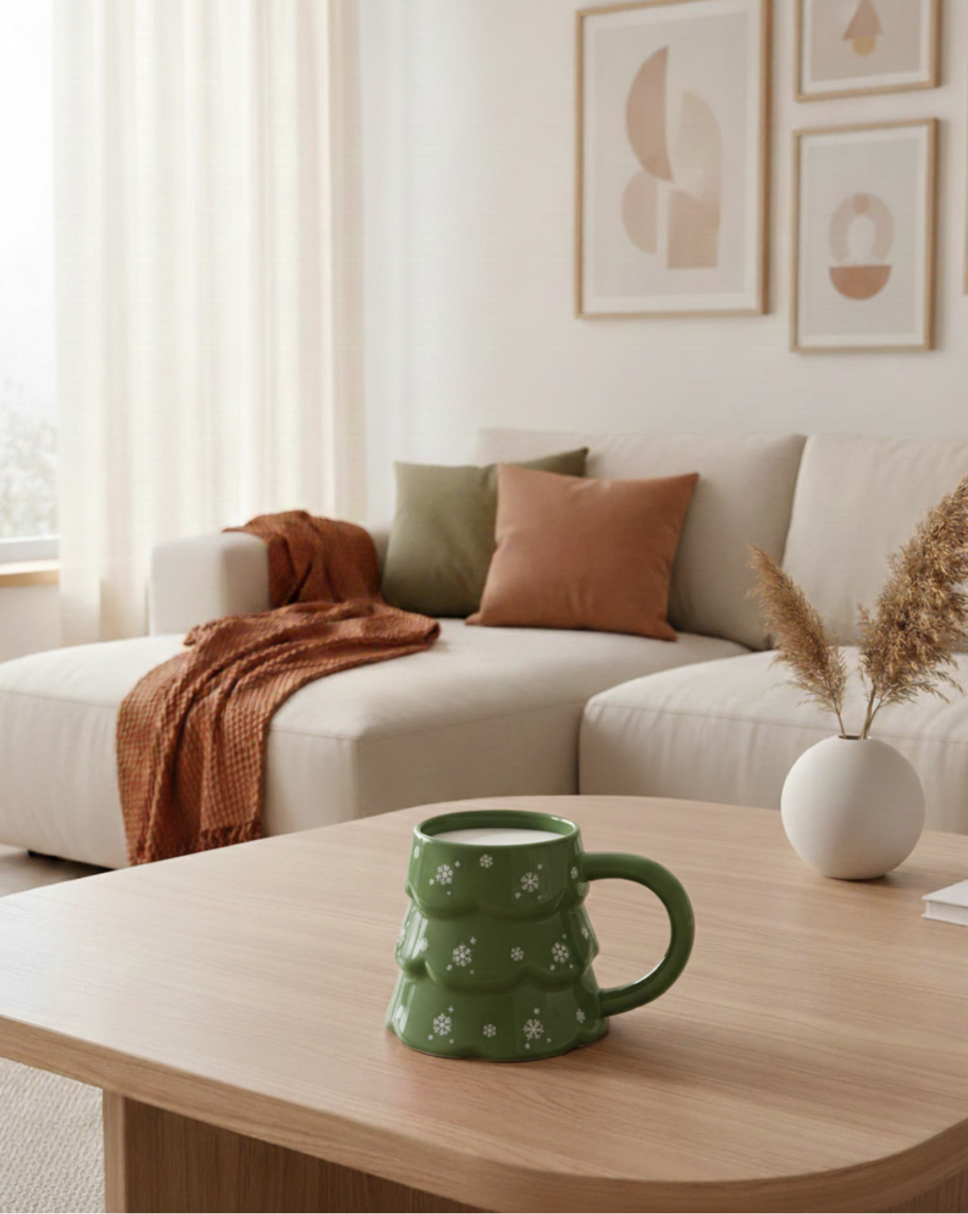 keramische Kerstboom Mok - Sneeuwvlok Design