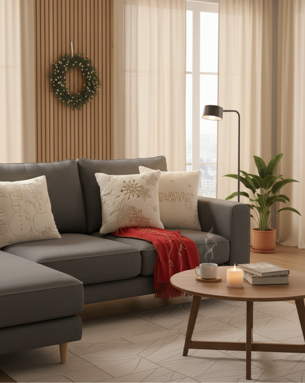 Witte Pluche feestelijke kussensloop