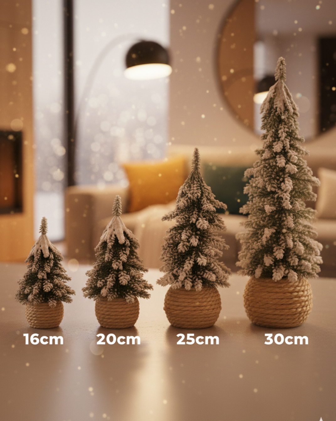 Kunstmatige Mini Kerstboom met Besneeuwde Takken & Juten Basis