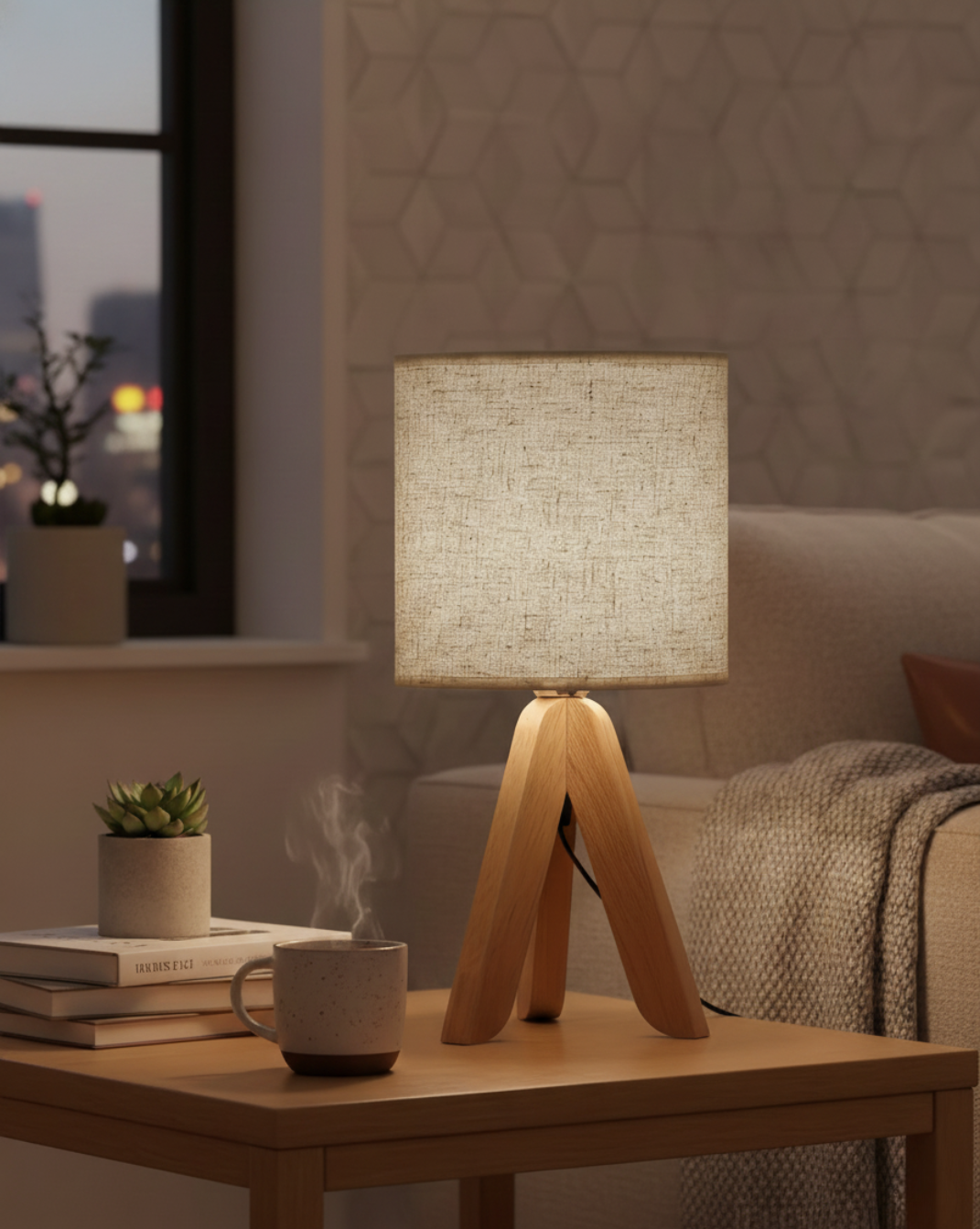 Minimalistische Tafellamp - Stoffen Lampenkap