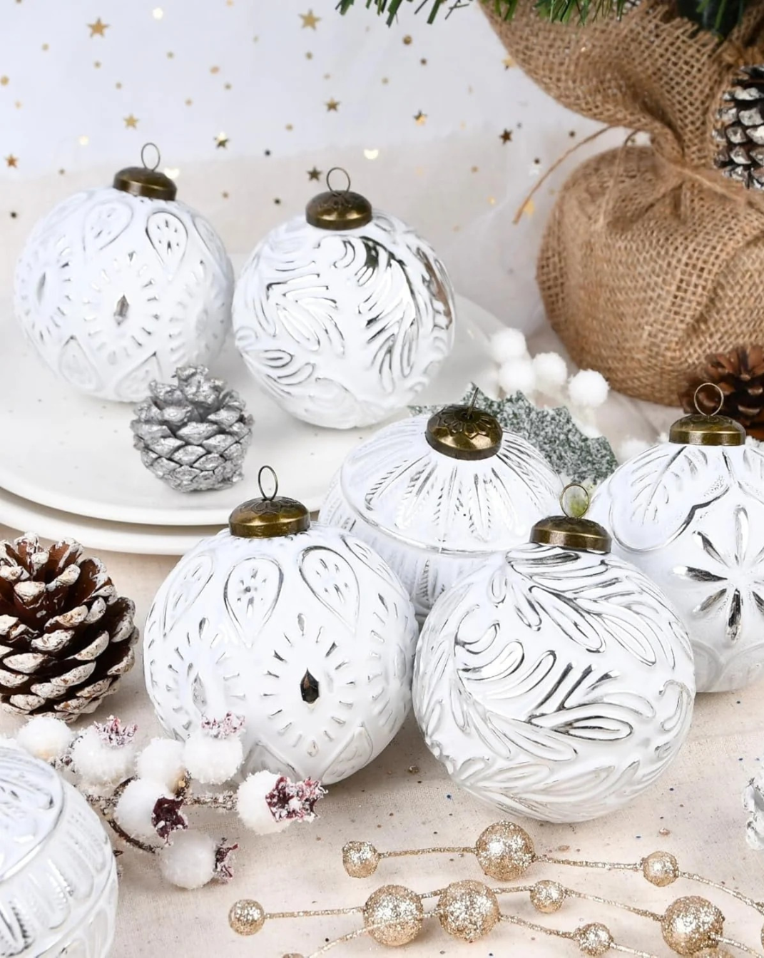 Vintage Kerstballen-Set – 12 Stuks
