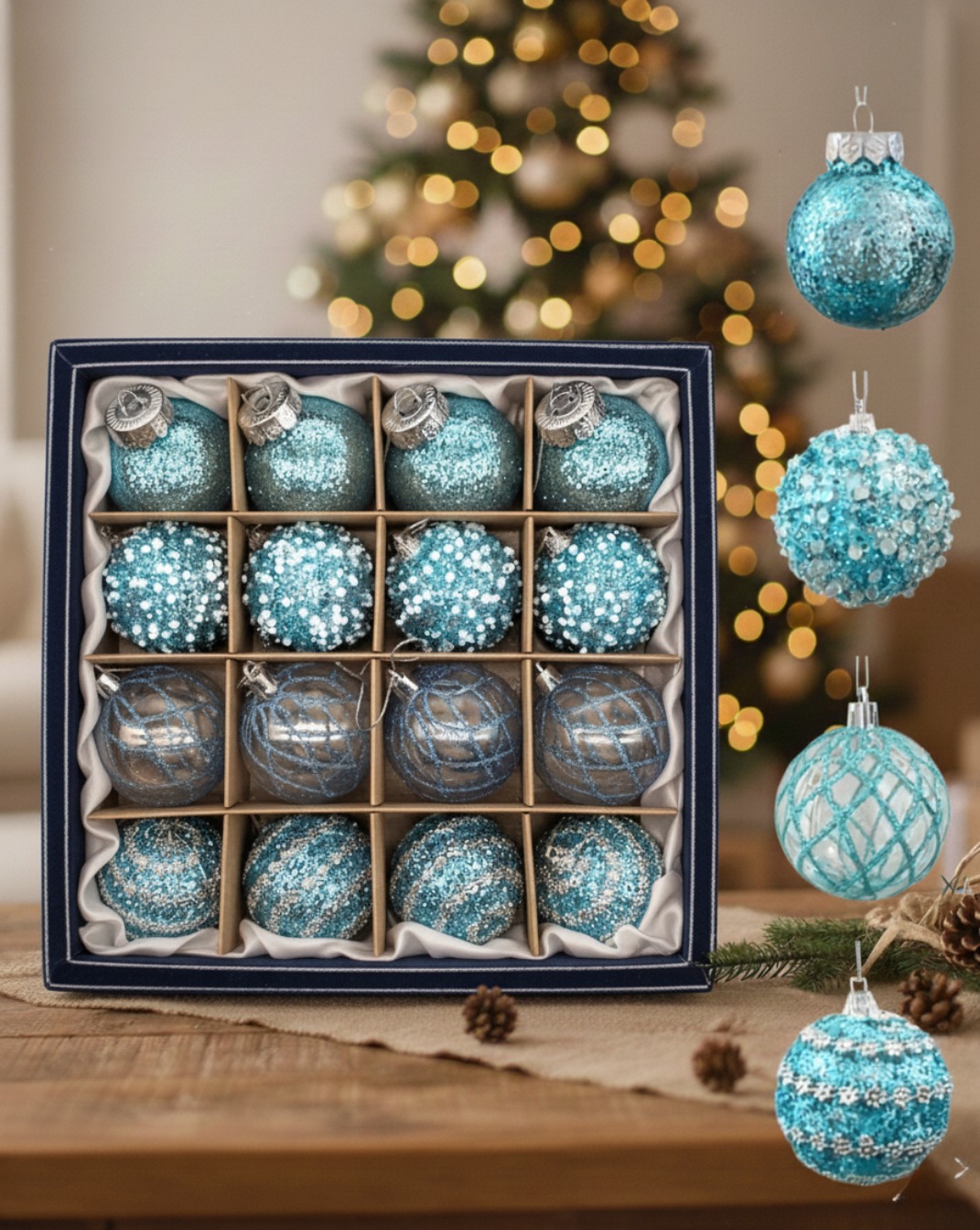 meerkleurige luxe kerstballen set - 16st