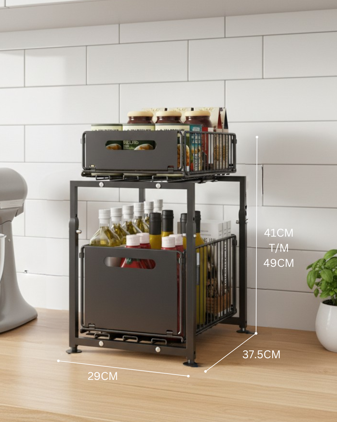 Onder Gootsteen Organizer 2-Laags – Uittrekbare Kast Organizer met Metalen Lades