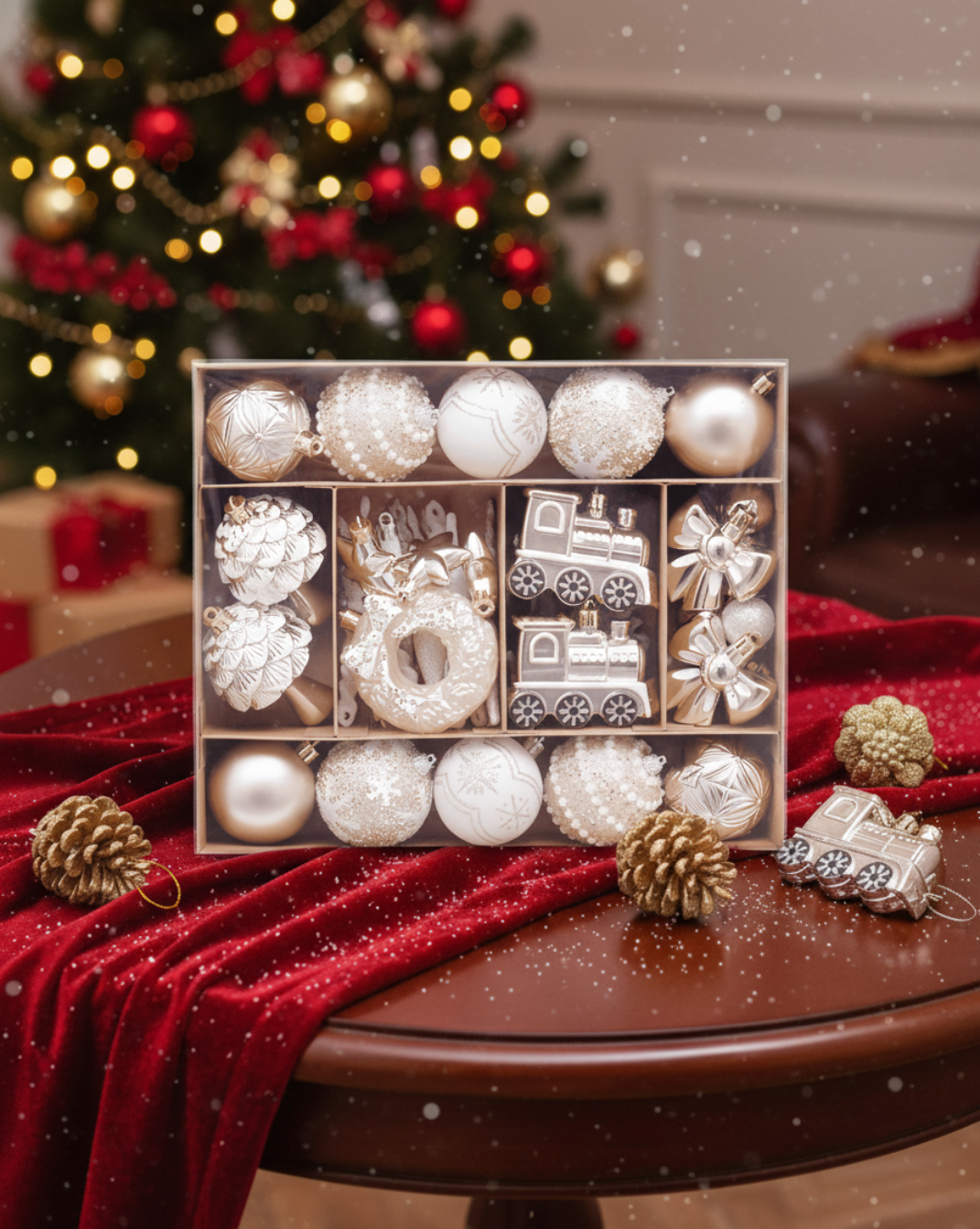 45-delige Kerstballen-Set met Sneeuwvlok & Gingerbread Decor