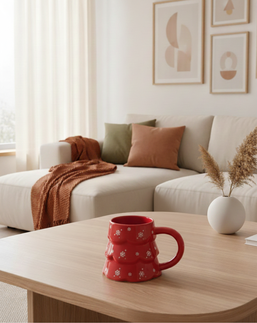 keramische Kerstboom Mok - Sneeuwvlok Design