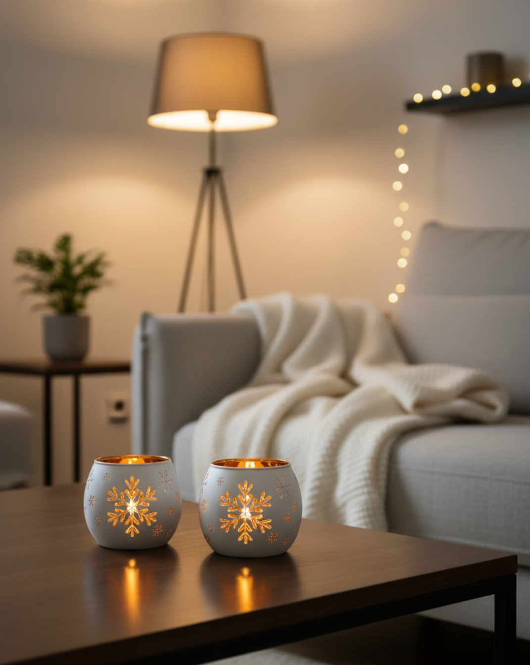 Set van 2 witte kaarshouders - Kerst & Feestdagen