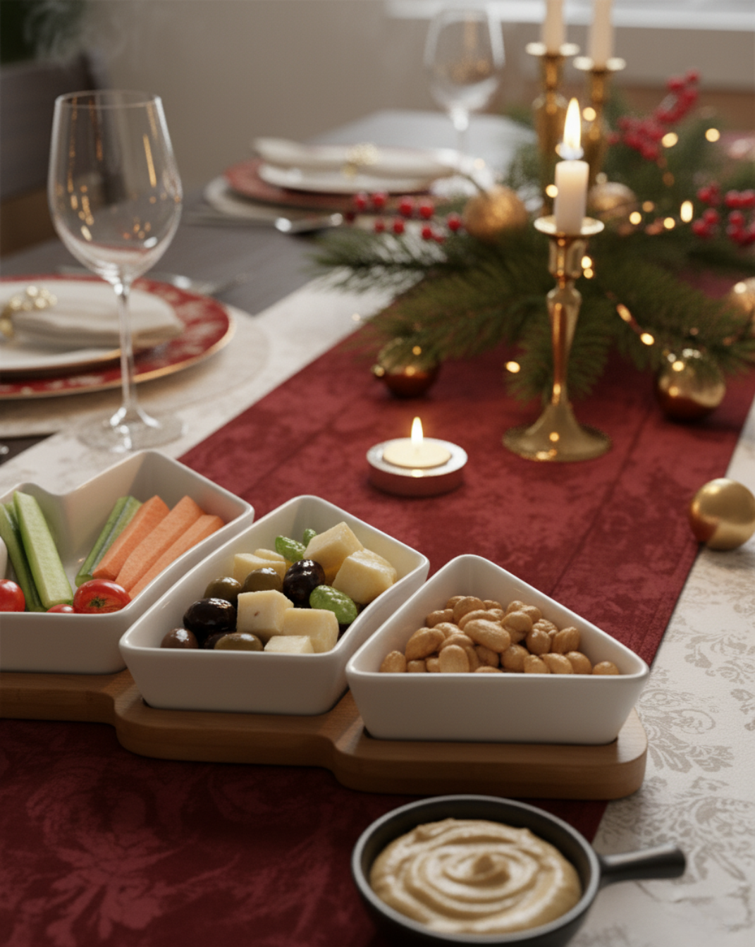 Porseleinen kerstboom serveerschaal set