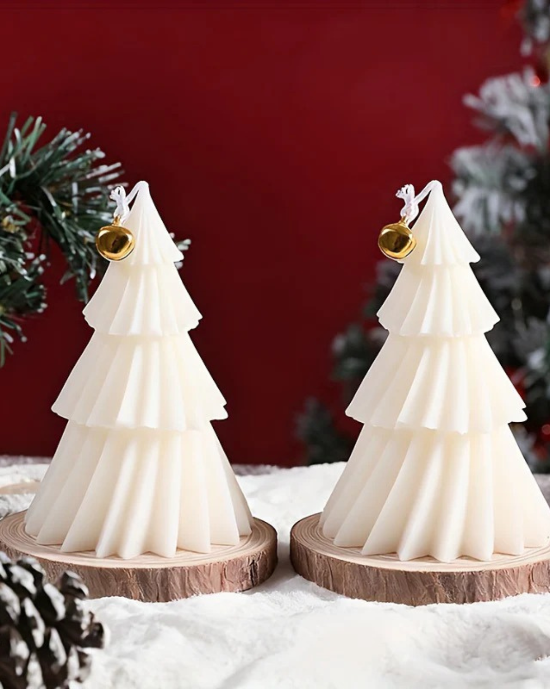 handgemaakte kerstboom kaarsen - set van 2