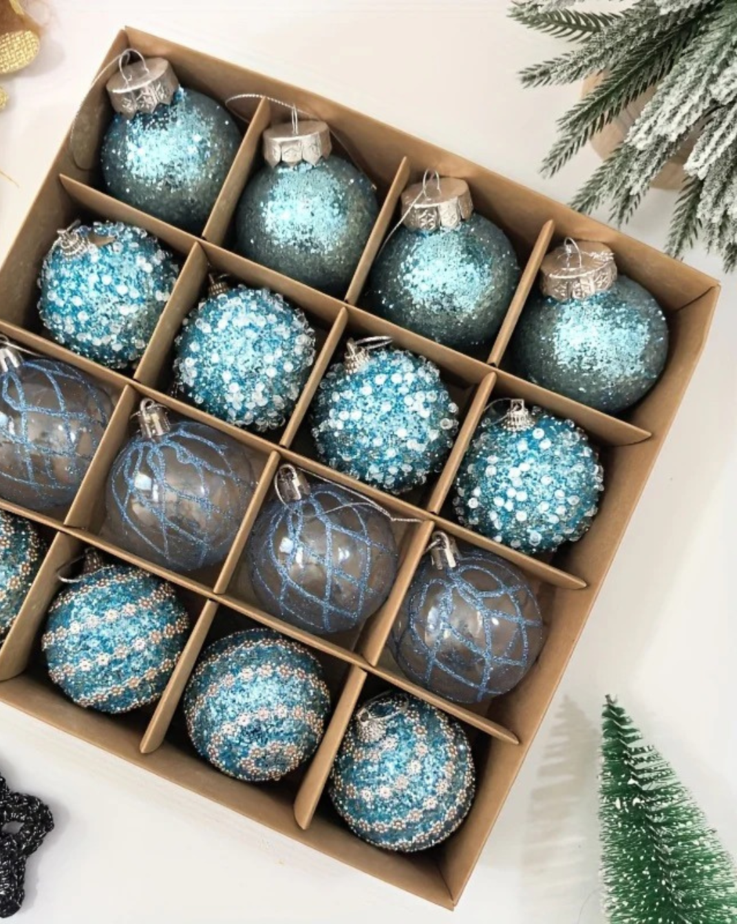 meerkleurige luxe kerstballen set - 16st