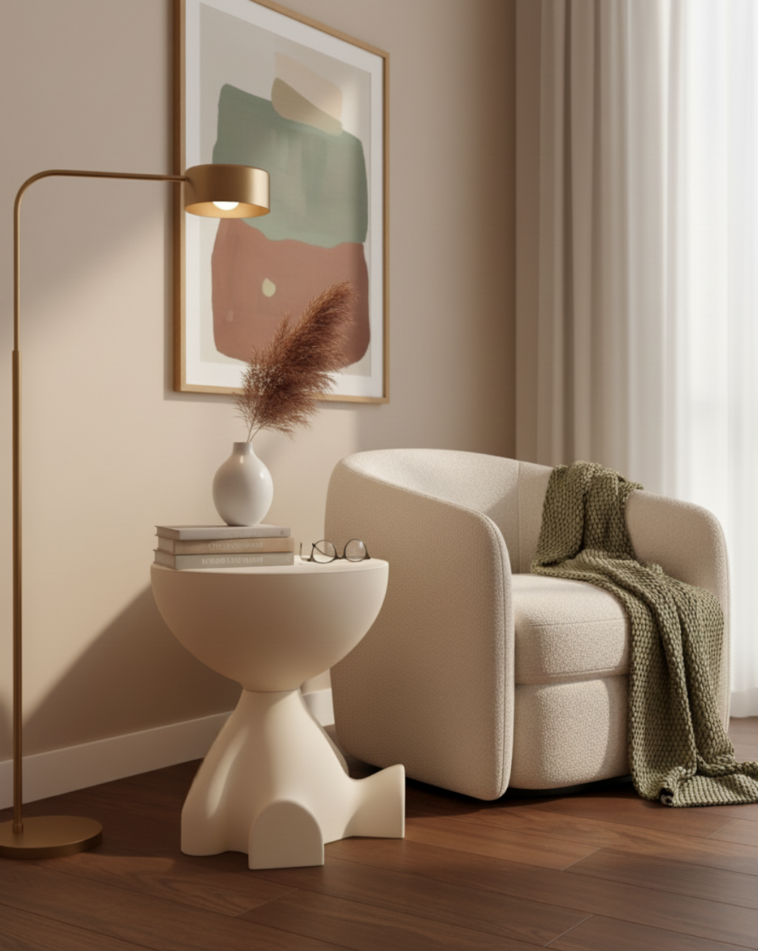 Modern Beer-Vormige Bijzettafel — met opbergruimte - Maison Roze