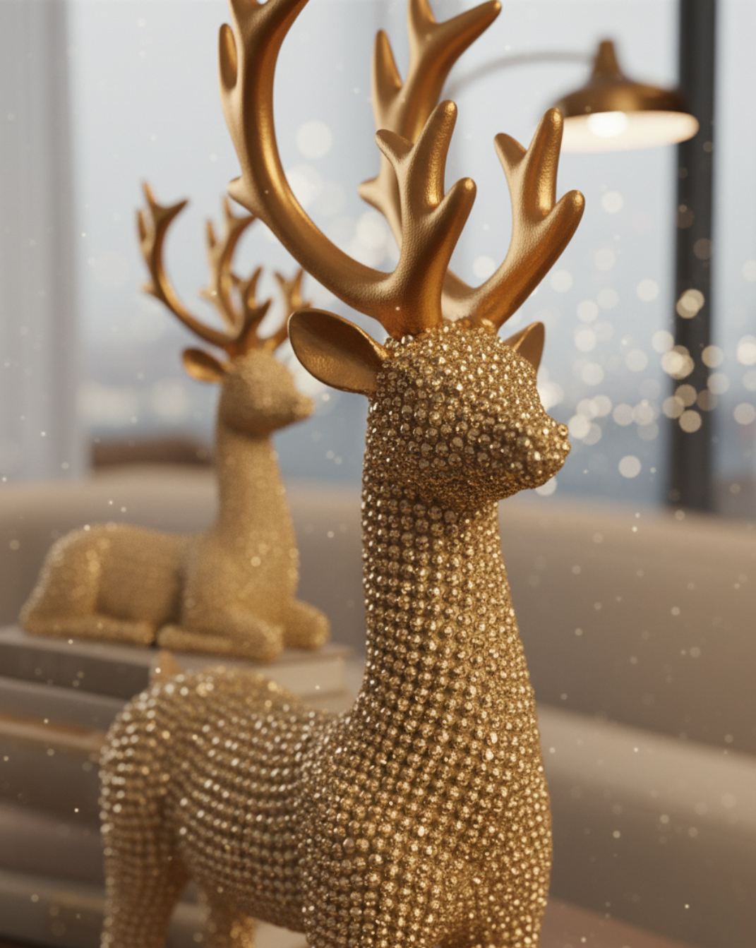 Festive Forest – Set van 2 Rendier-Beeldjes Goud