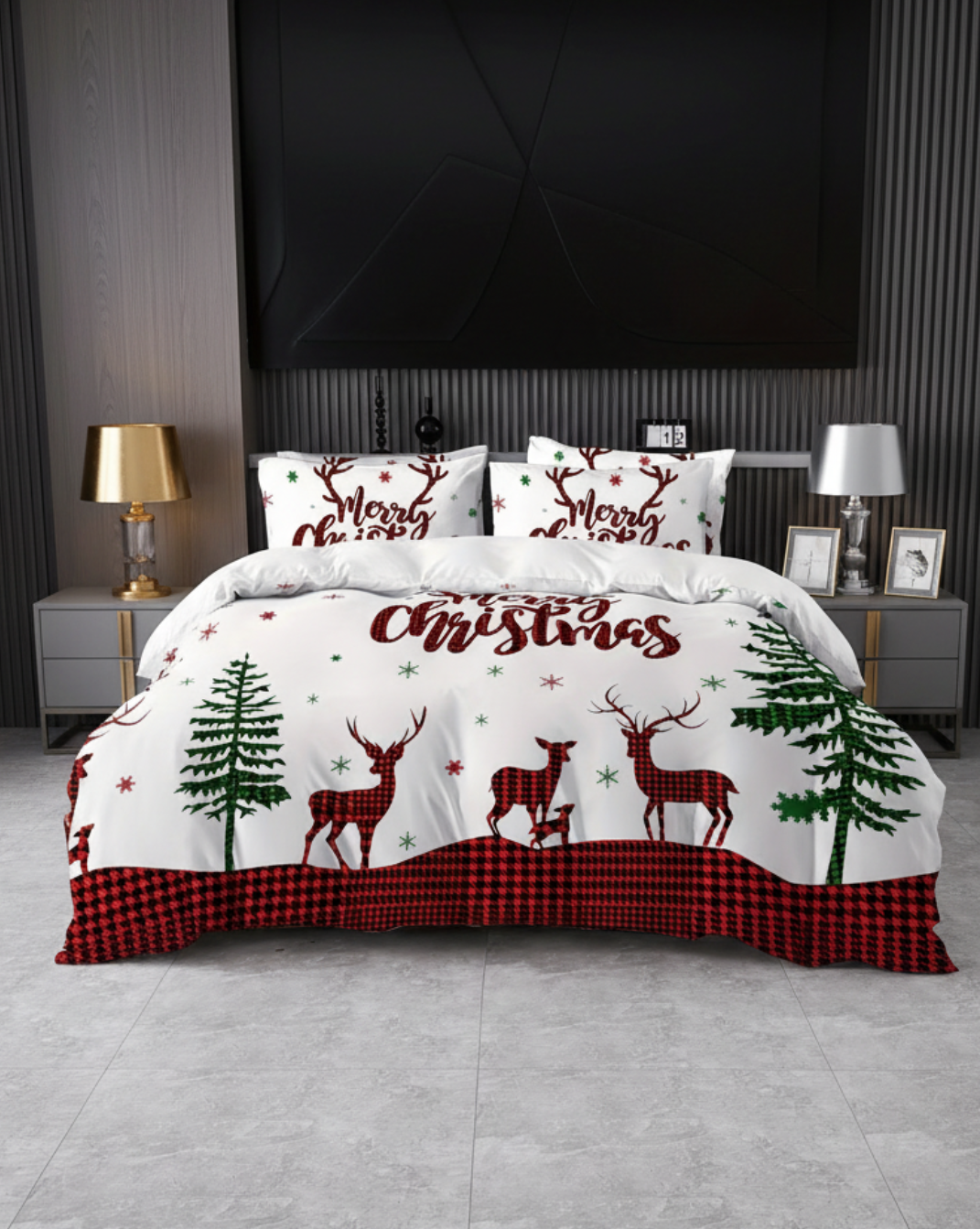 Warme kerstmis dekbedovertrek en kussenslopen set
