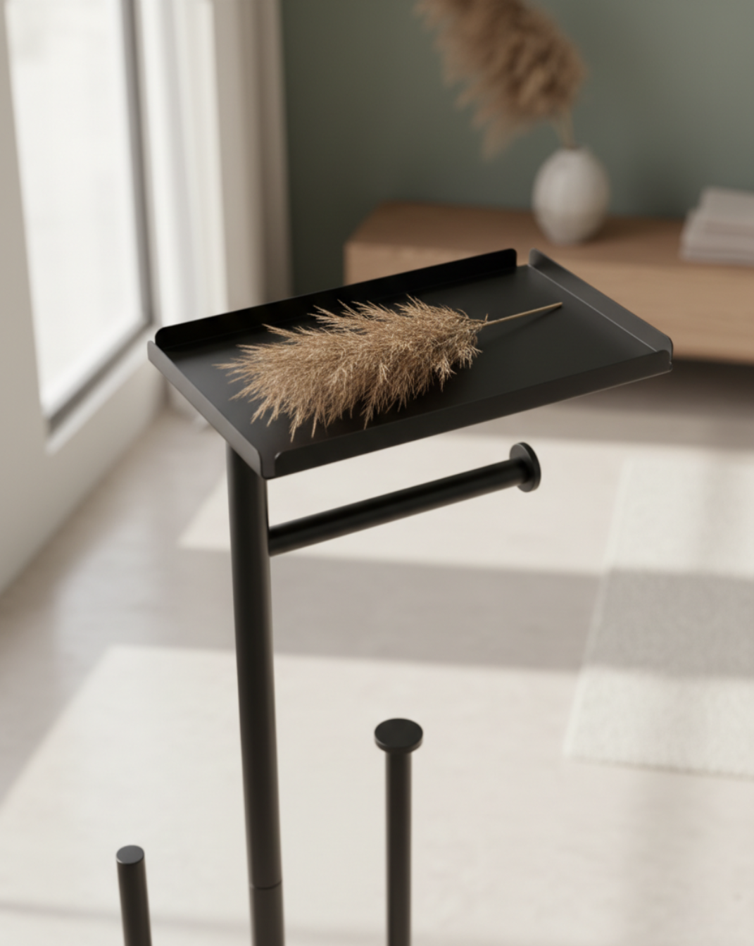 Toiletrolhouder Vrijstaand met Opbergruimte – Minimalistische Toiletpapierhouder