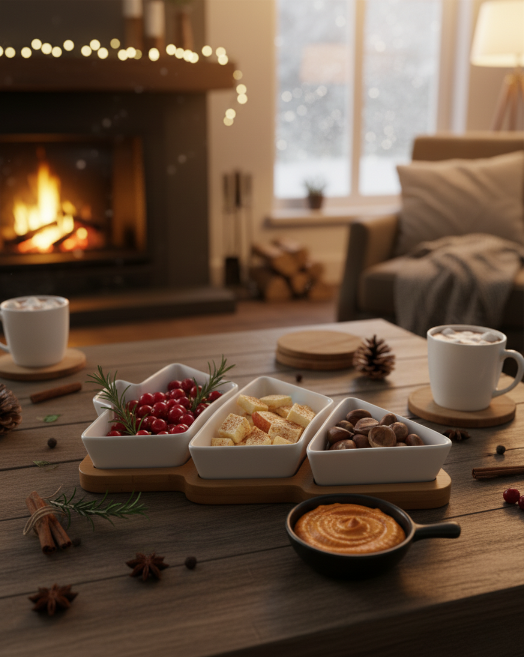 Porseleinen kerstboom serveerschaal set