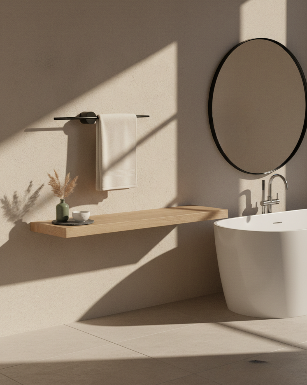 Uitschuifbaar Handdoekrek RVS – Verstelbare Wandmontage met Houtlook