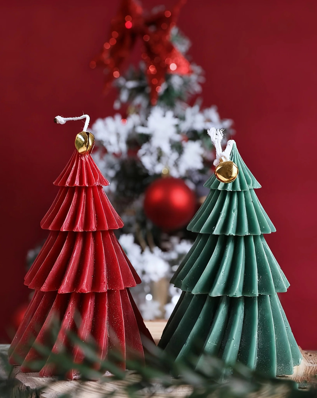 handgemaakte kerstboom kaarsen - set van 2