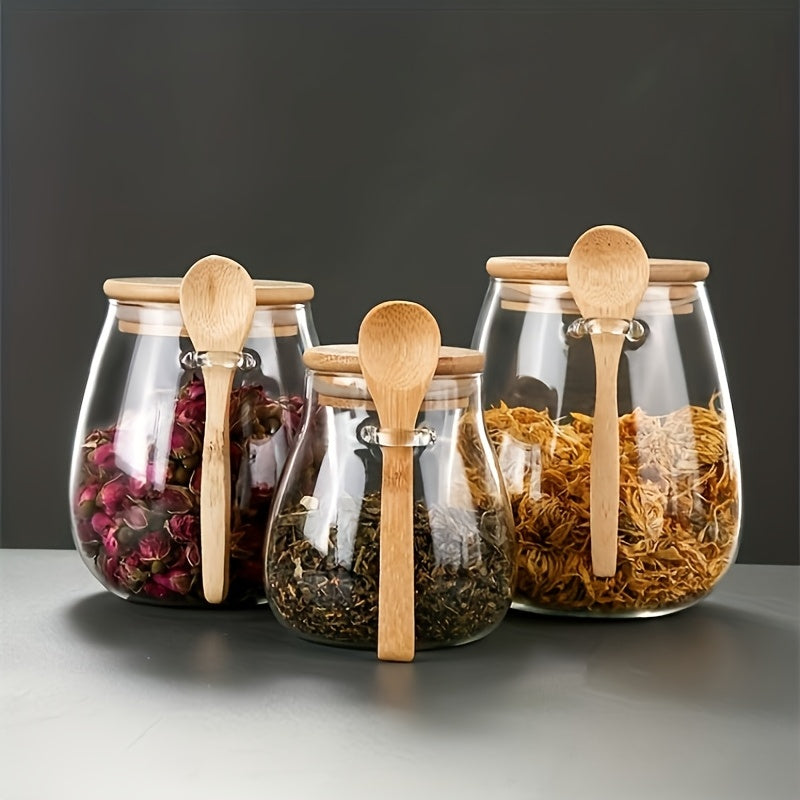 Set van 2 Glazen Opbergpotten met Lepel - Perfect voor Keukenorganisatie