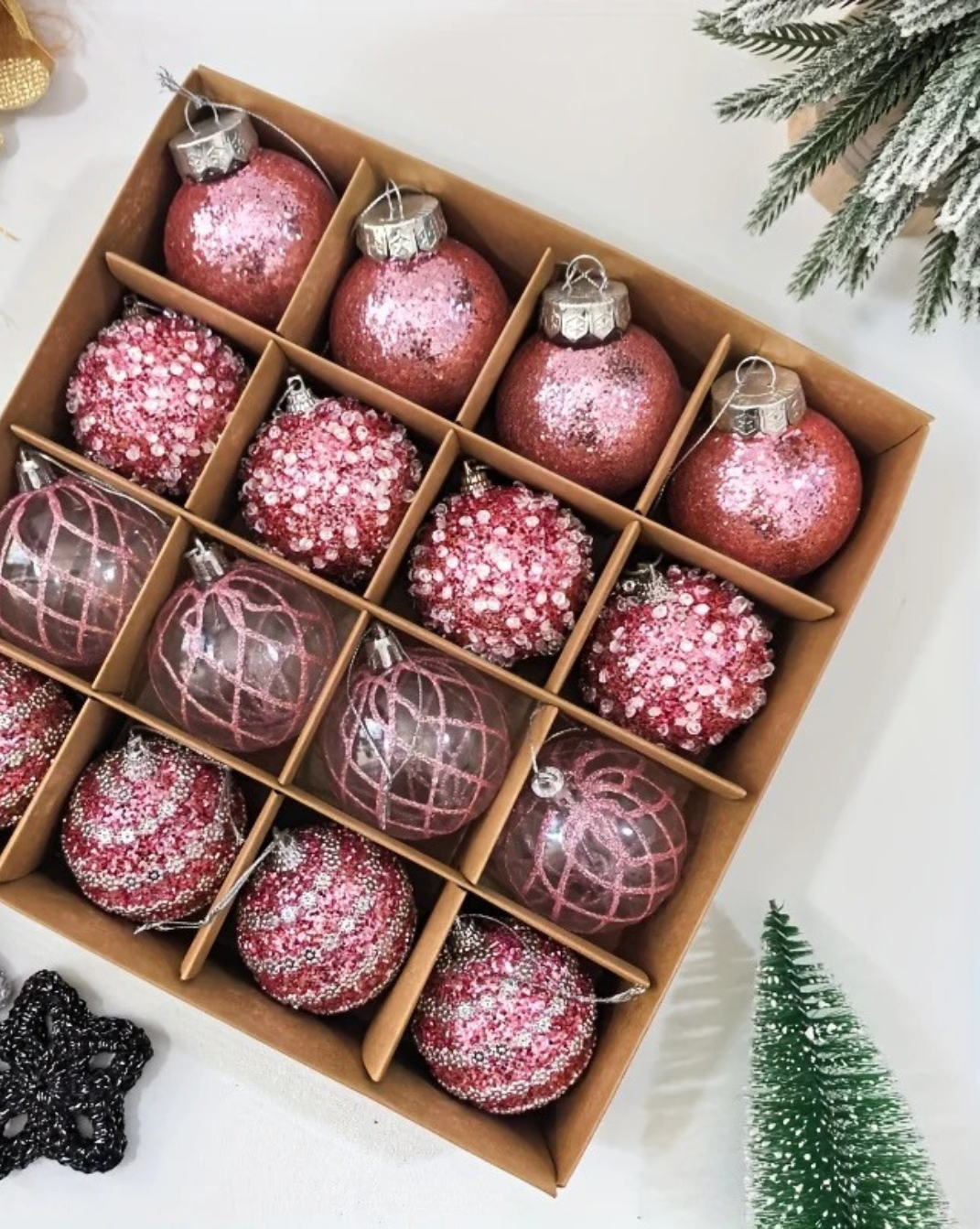 meerkleurige luxe kerstballen set - 16st