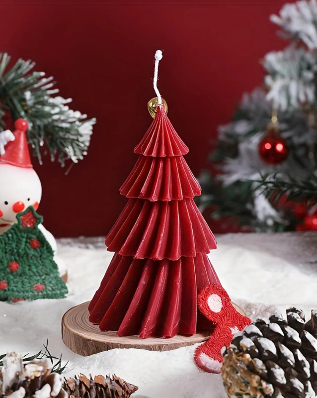 handgemaakte kerstboom kaarsen - set van 2