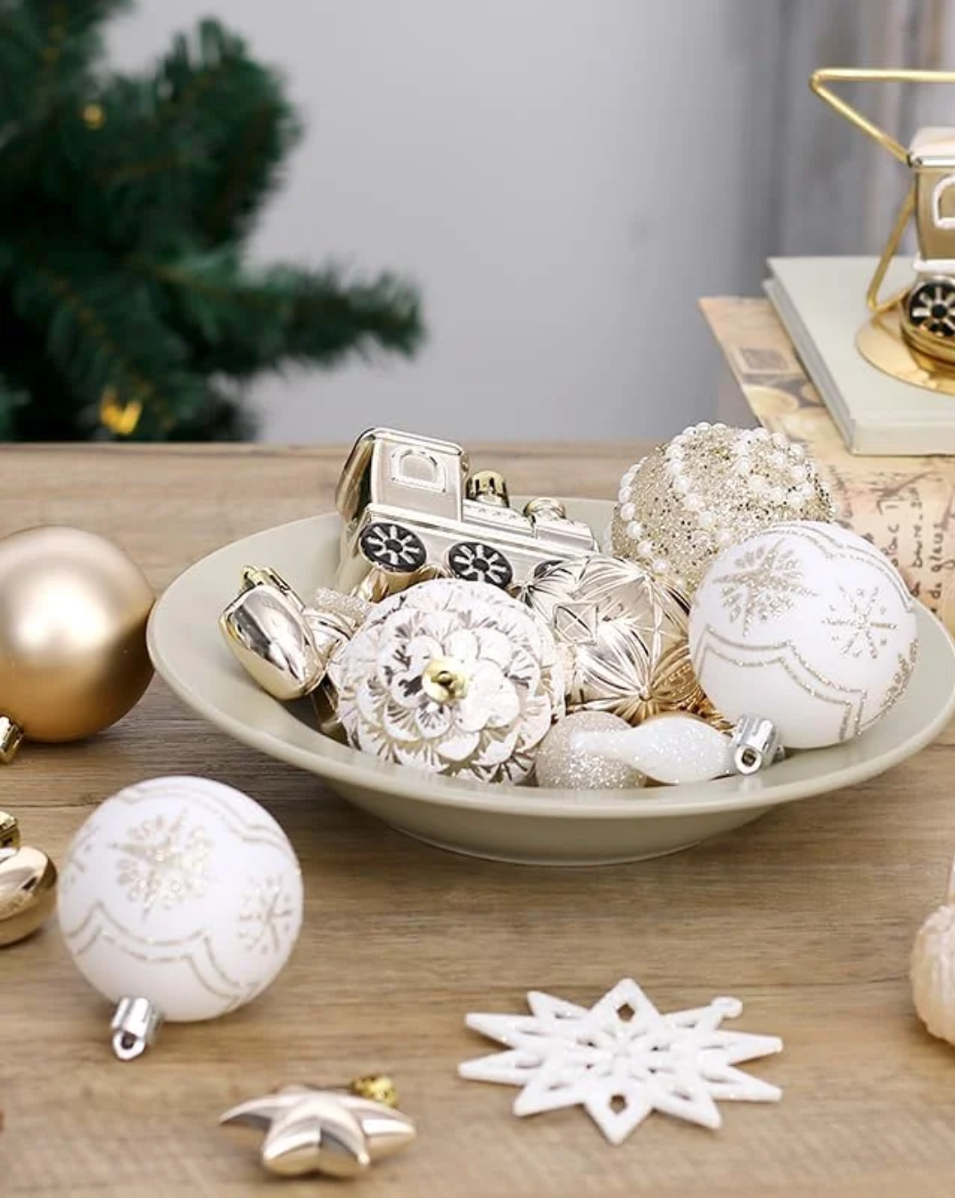 45-delige Kerstballen-Set met Sneeuwvlok & Gingerbread Decor