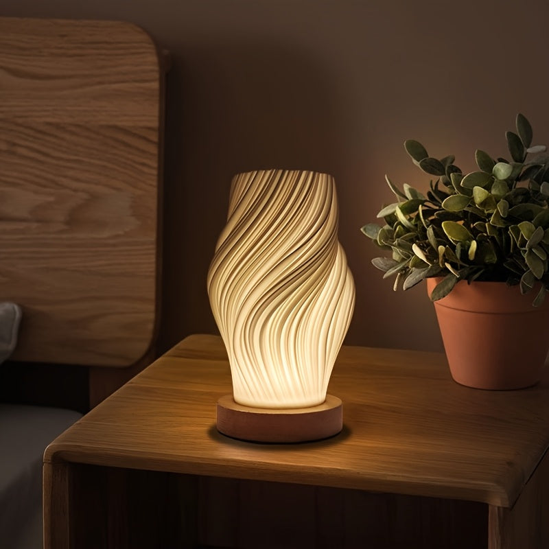 Verstelbare Tafellamp - Modern Design met Houten Voet en USB Voeding