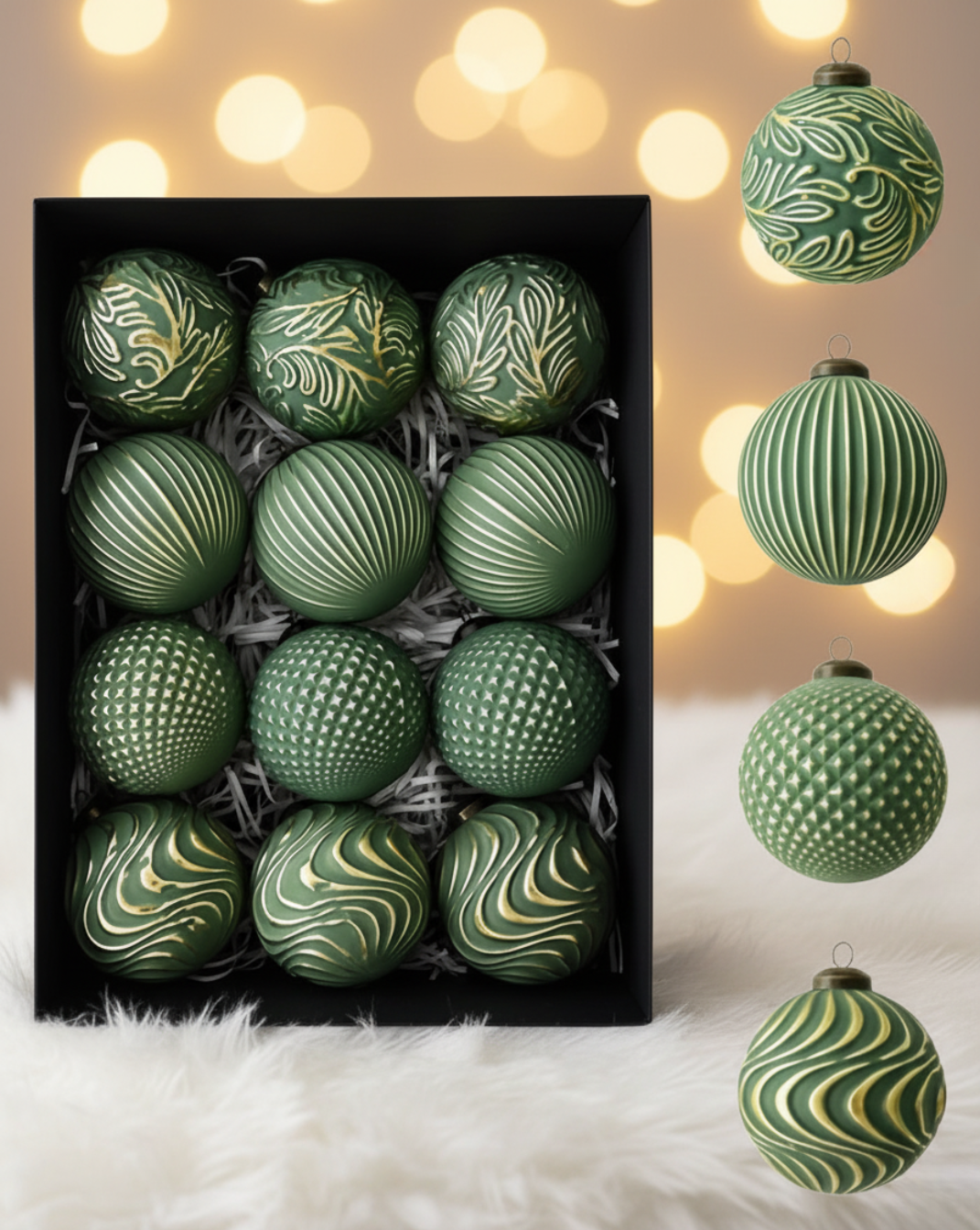 Feestelijke Luxe Kerstballen-Set – 12 Stuks – Elegant & Tijdloos