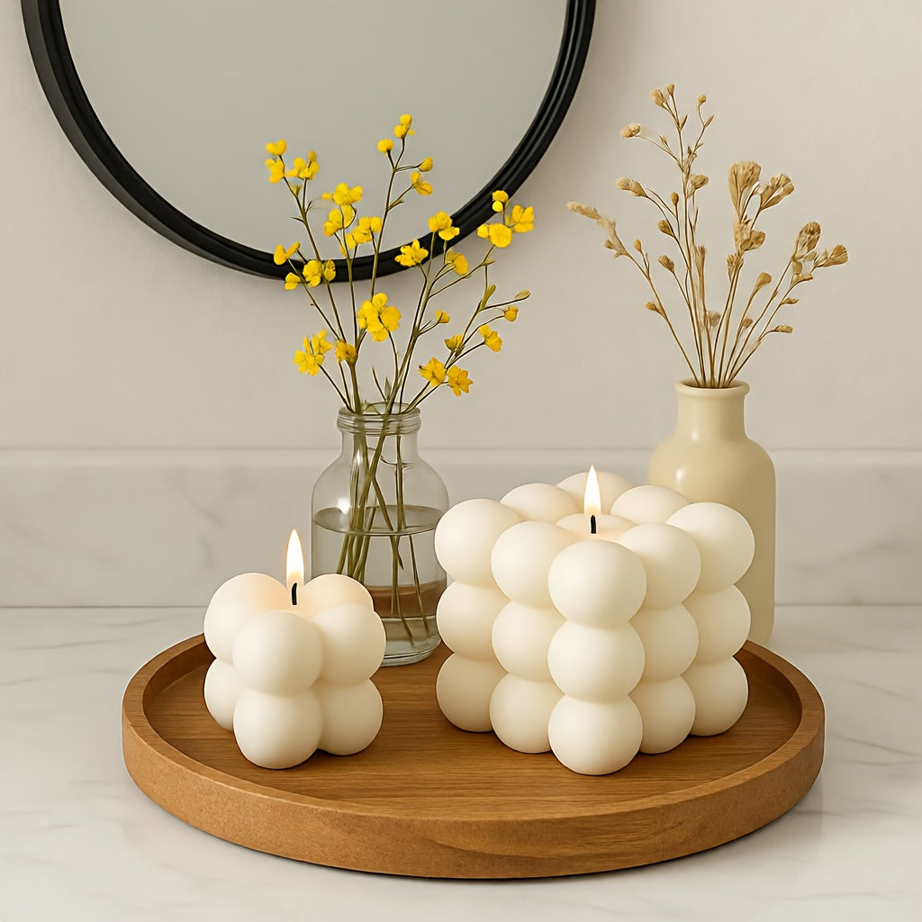 Artistieke Vierkante Kaars - Natuurlijk Sojawas Met Vanillegeur