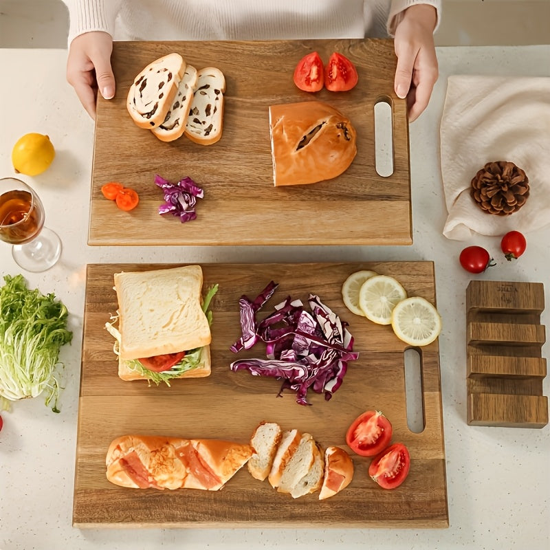 Houten Snijplank van Acaciahout – Voedselveilig Keukenaccessoire met Handvatten voor Vlees, Kaas en Groenten, 40 x 30 cm