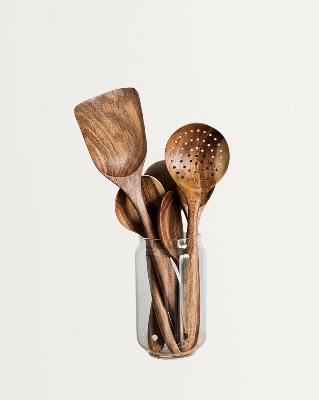 5-delige Houten Keukengerei Set voor Anti-aanbakpannen – Natuurlijke Lepels en Spurtles