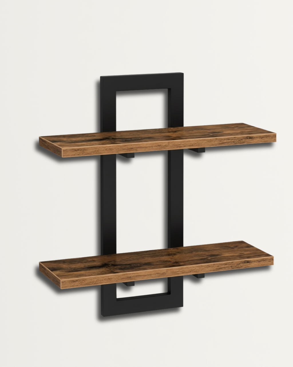 Wandgemonteerd Houten Plank met Metalen Beugels - 3-laags Open Opbergrek voor Badkamer en Keuken