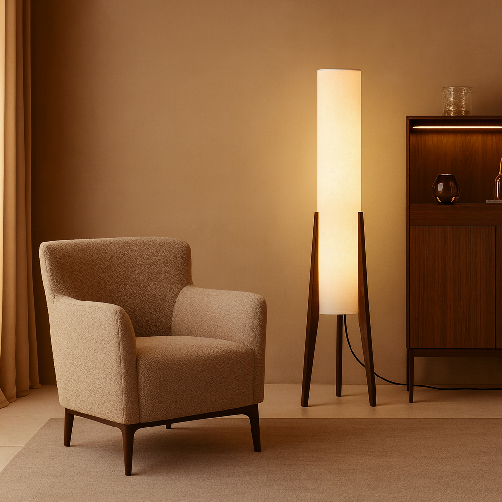Houten Vloerlamp - Retro Wabi-sabi Ontwerp Voor Woonkamer & Slaapkamer
