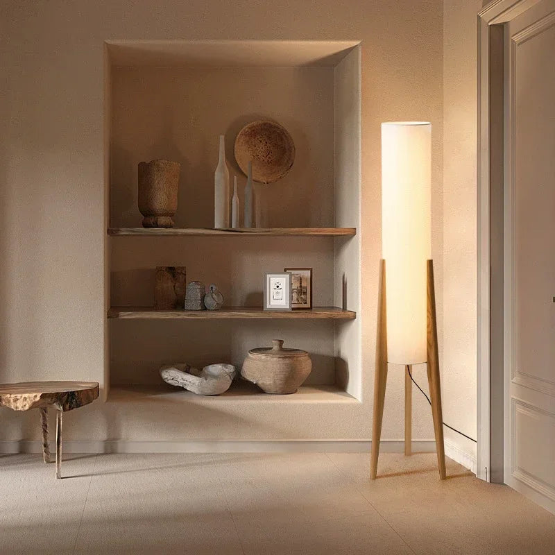 Houten Vloerlamp - Retro Wabi-sabi Ontwerp Voor Woonkamer & Slaapkamer