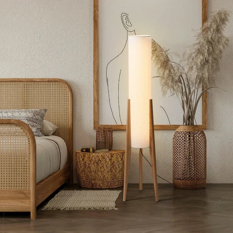 Houten Vloerlamp - Retro Wabi-sabi Ontwerp Voor Woonkamer & Slaapkamer