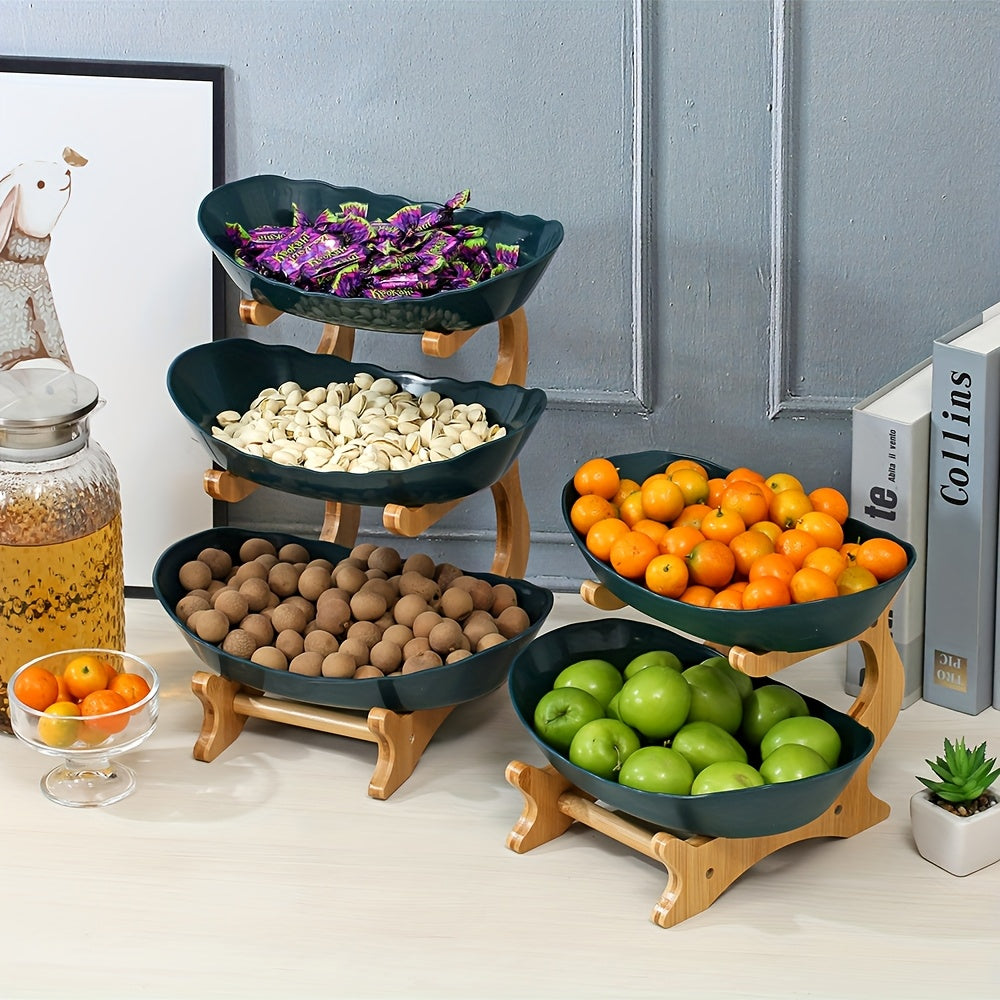Creatieve Twee-Laags Keuken Fruitmand van Bamboe met Grote Capaciteit – Europese Stijl