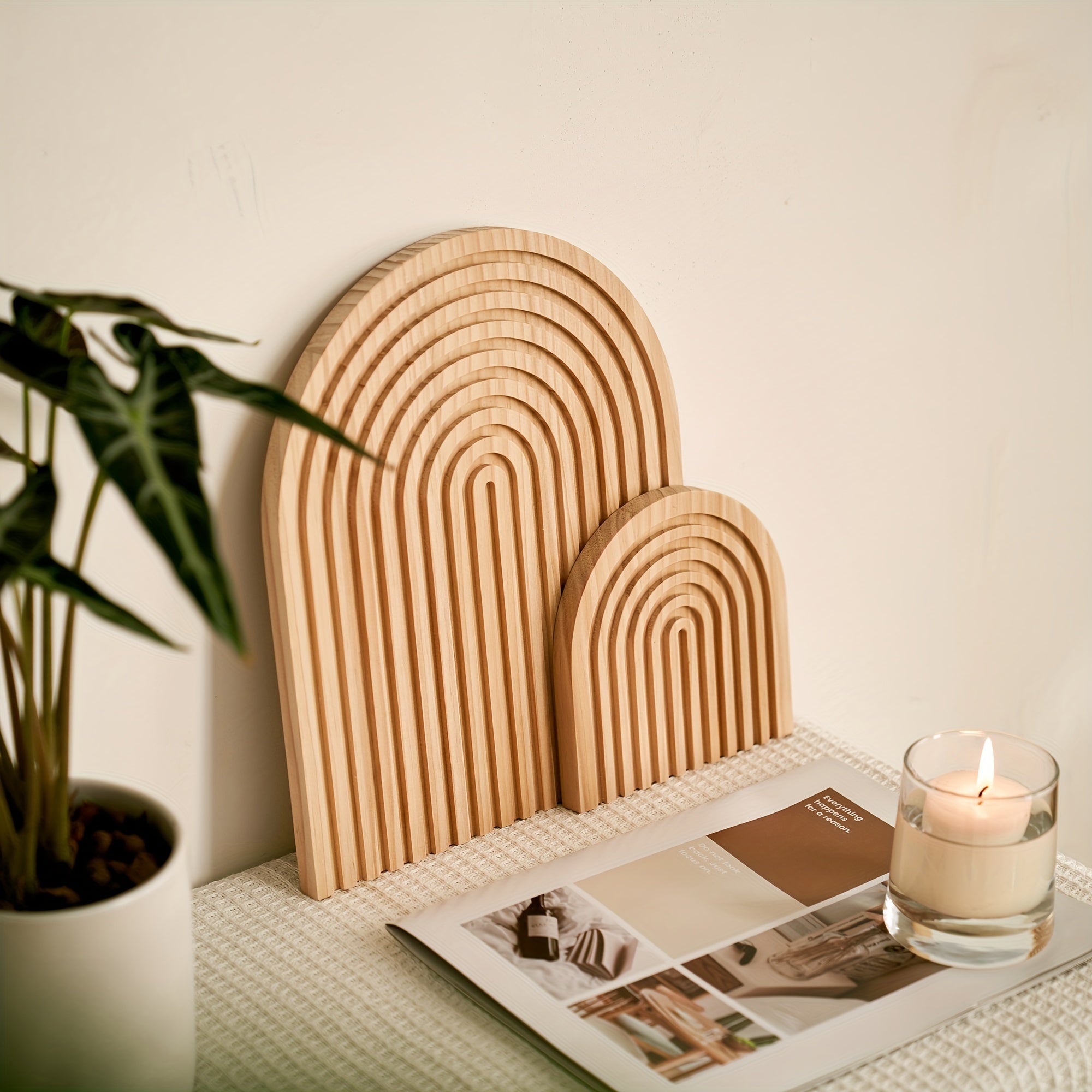 2 stuks/set Wandplank Ornament Dressoir Ornament, Esthetische Boho Houten Regenboogbogen Huisdecoratie, Plankdecoratie Tafeldecoratie Dressoirdecoratie Mantelbladdecoraties, voor Woonkamer, Slaapkamer, Keuken, Koffiebar, Set van Twee