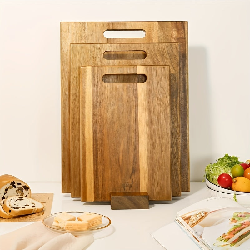 Houten Snijplank van Acaciahout – Voedselveilig Keukenaccessoire met Handvatten voor Vlees, Kaas en Groenten, 40 x 30 cm