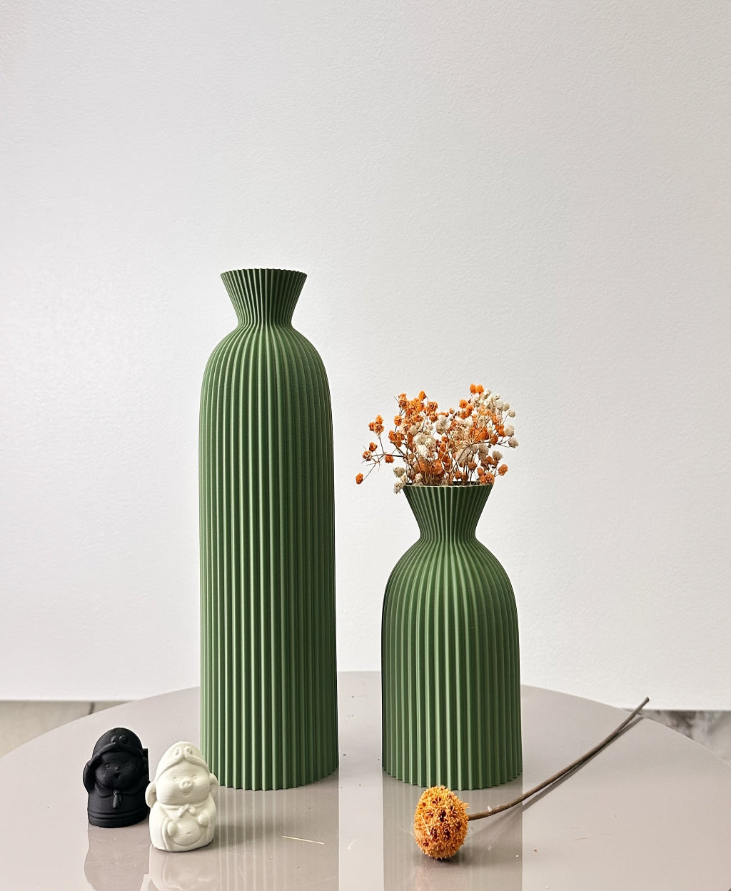 Set van 2 Bohemian Wavy Vazen voor Droge Bloemen – Kunststof Cilinder Vazen voor Thuis en Kantoor