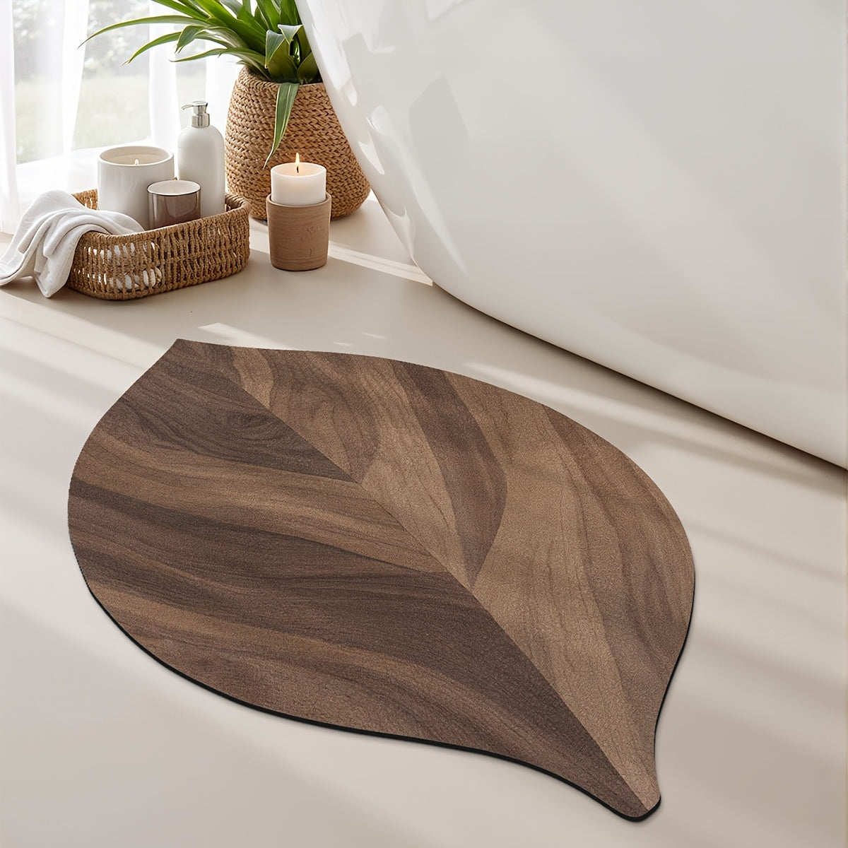 Ovale Antislip Badmat van Absorberend Polyester met Rubber Onderkant – Ideaal voor Badkamer en Toilet