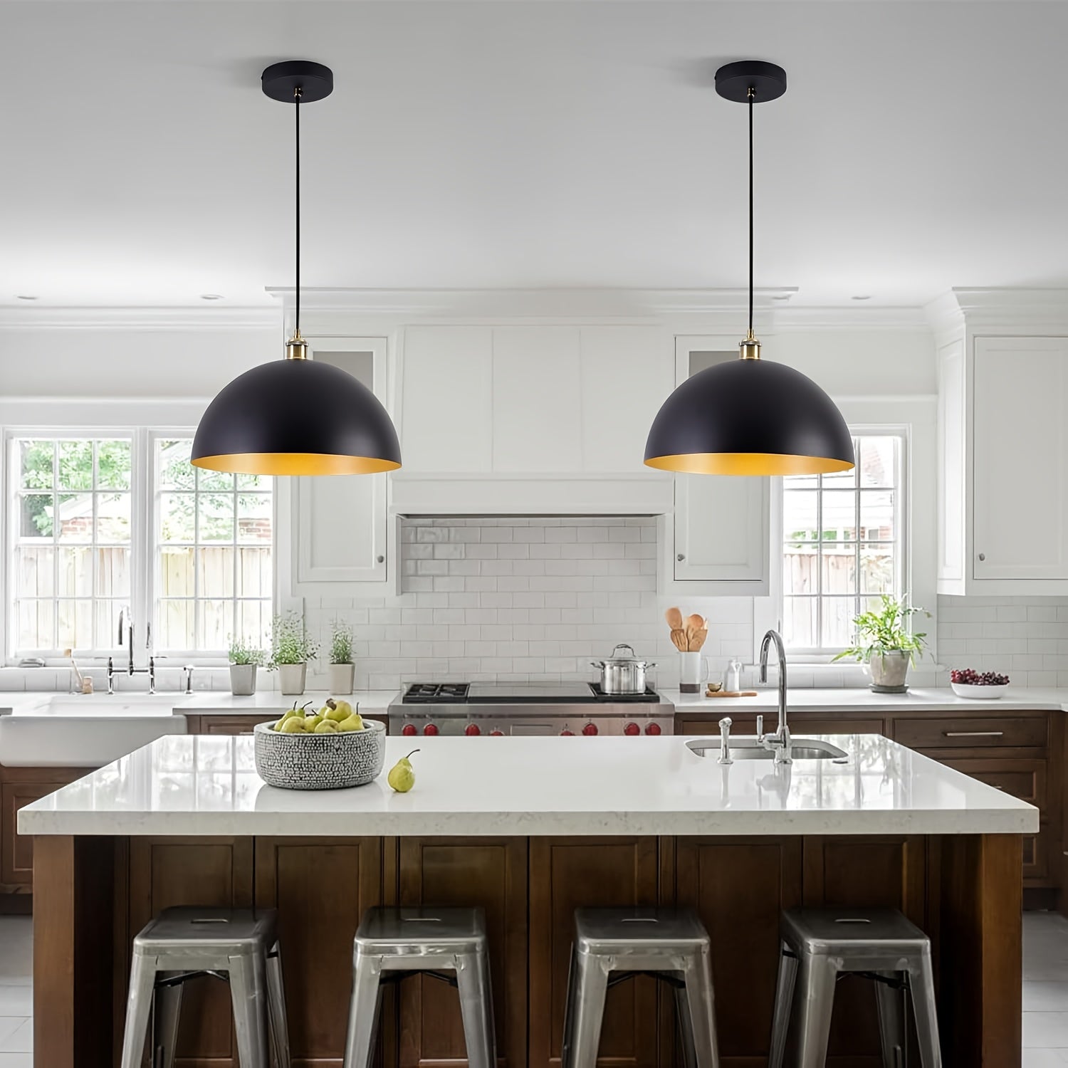 Industriële Hanglamp Zwart en Goud voor Eettafel en Slaapkamer – 45 cm Metaal met Mat Afwerking