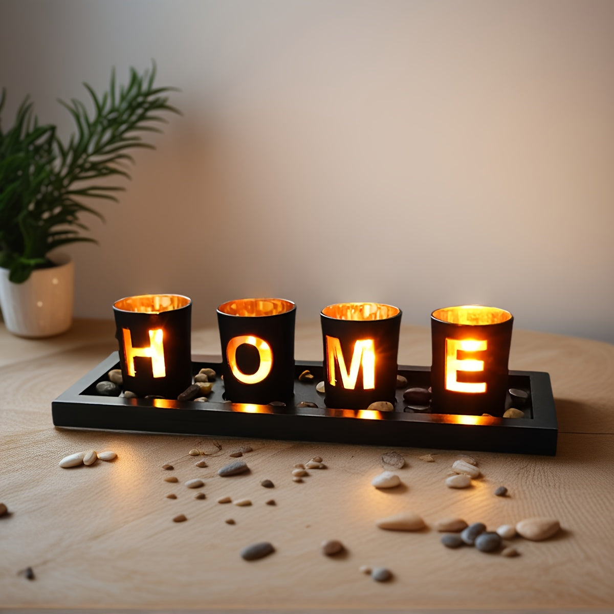 Houten en Glazen Kaarshouder - Creatief en Decoratief voor Thuis