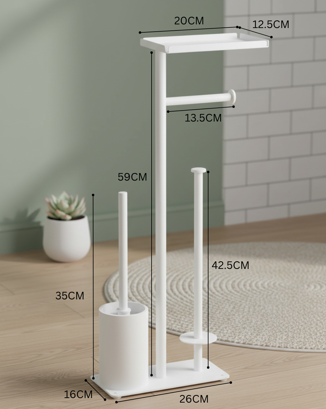 Toiletrolhouder Vrijstaand met Opbergruimte – Minimalistische Toiletpapierhouder